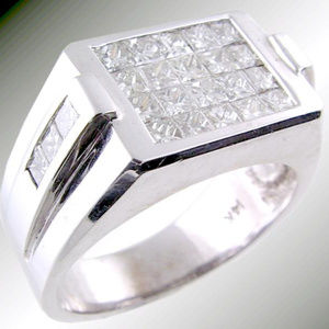 Mens Diamond Invisible Ring 2.27TDW 14KT White